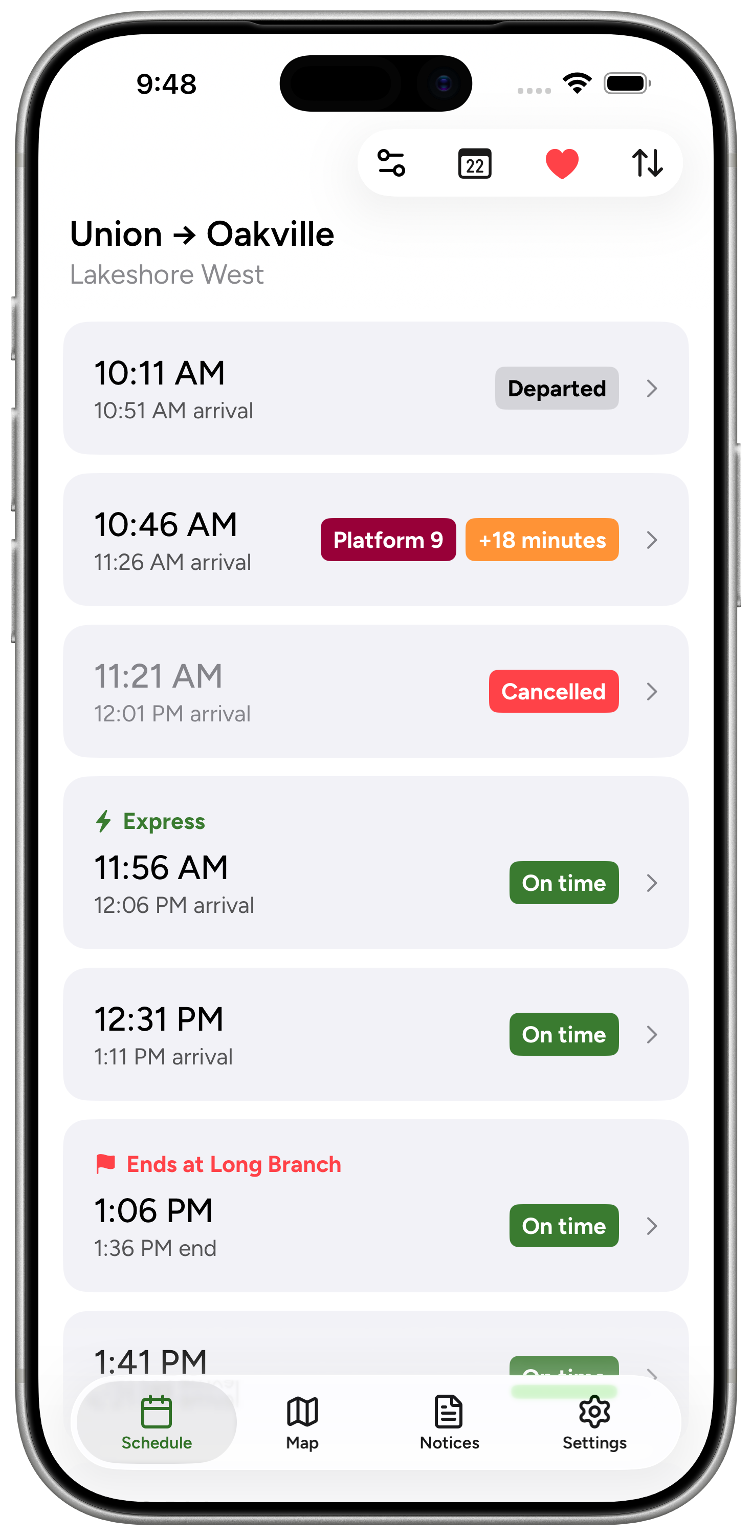 GoTrack App Interface